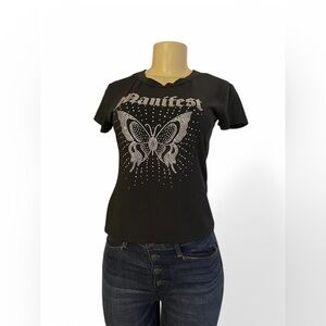 Charlotte Russe Black Fitted Graphic Tee